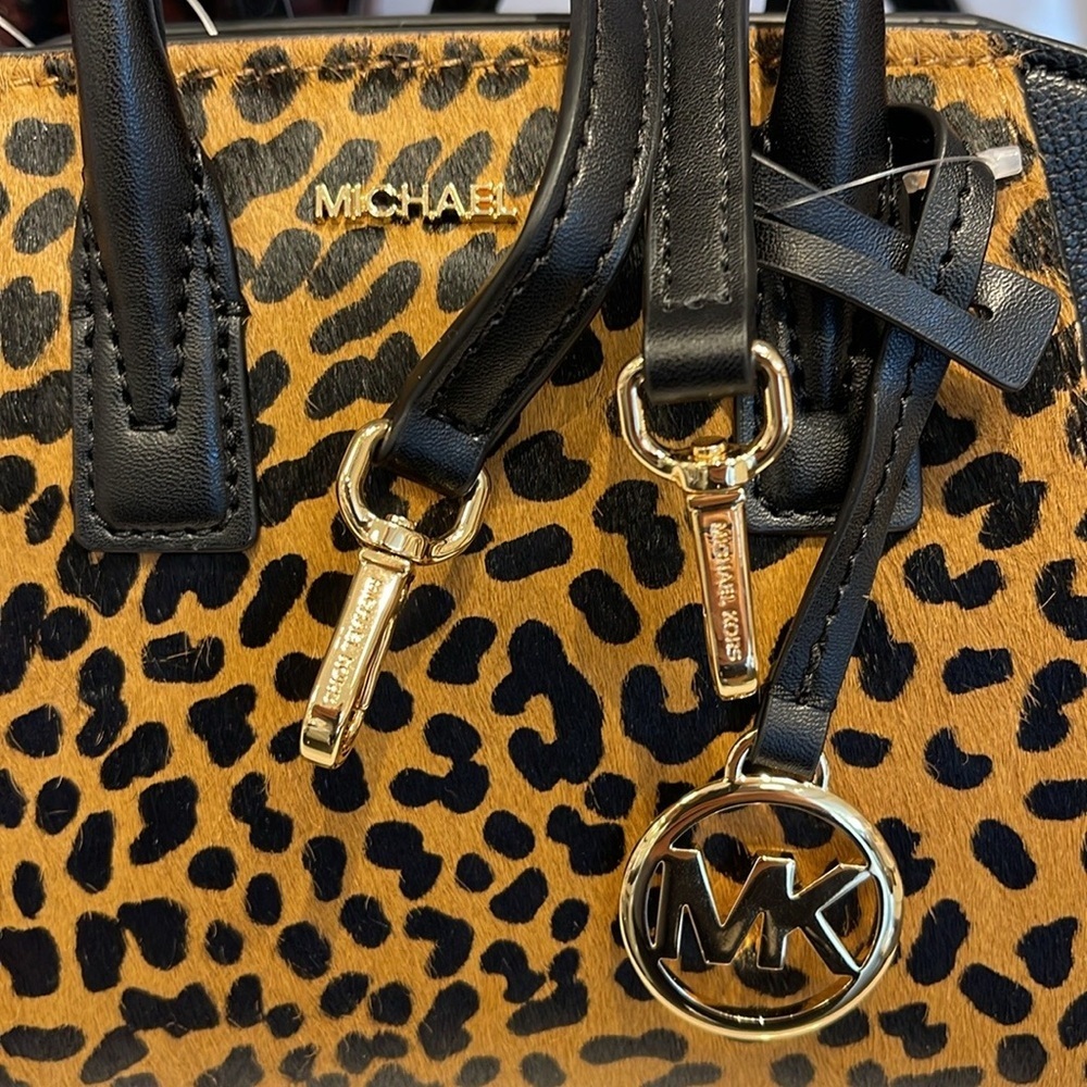 Avril Extra-Small Cheetah Print Calf Hair and Leather Satchel BLACK COMB… - Picture 4 of 16